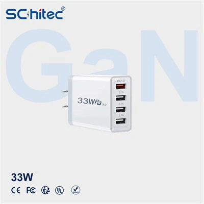 33W 4 USB A Ports Fast Charger